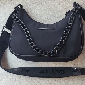Aldo Black Shoulder Bag with Chain Detail